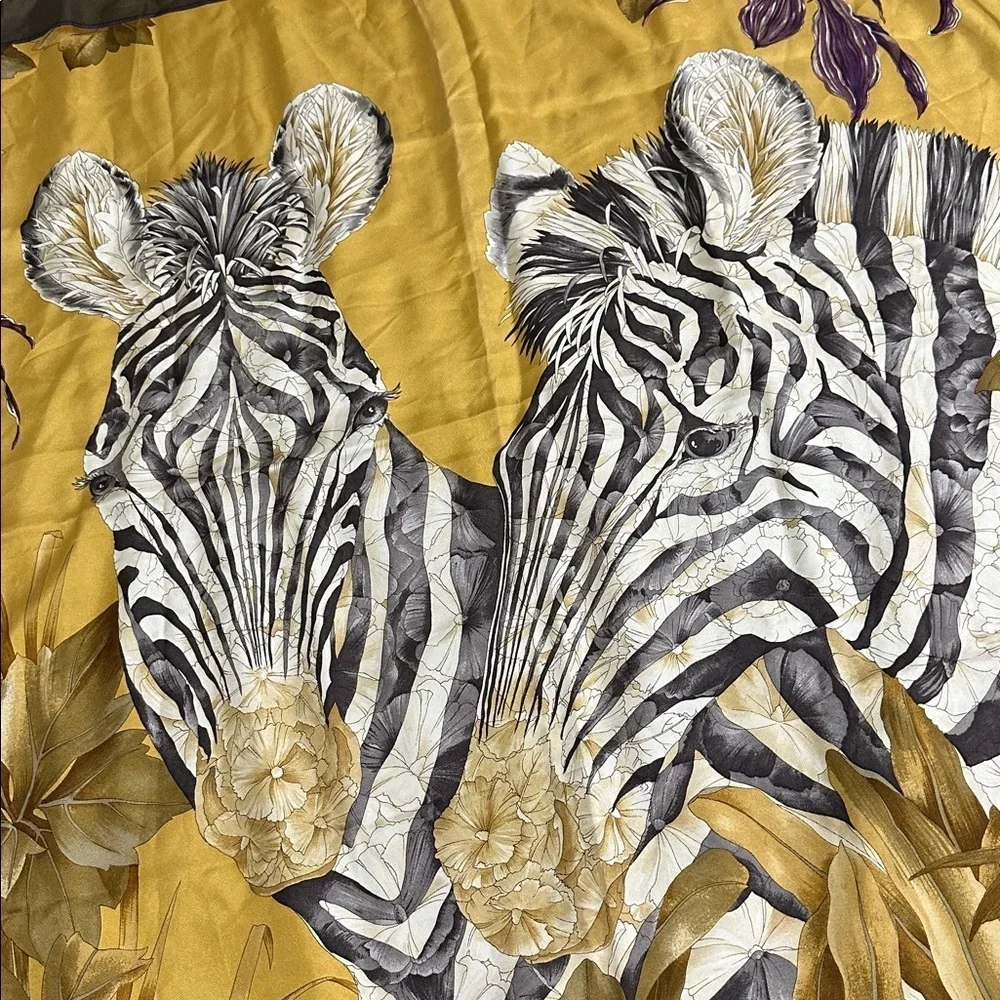 Salvatore Ferragamo Zebra Print Silk Scarf
